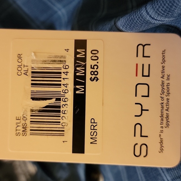 Spyder size medium blue plaid short sleeve shirt NWT - Picture 2 of 6